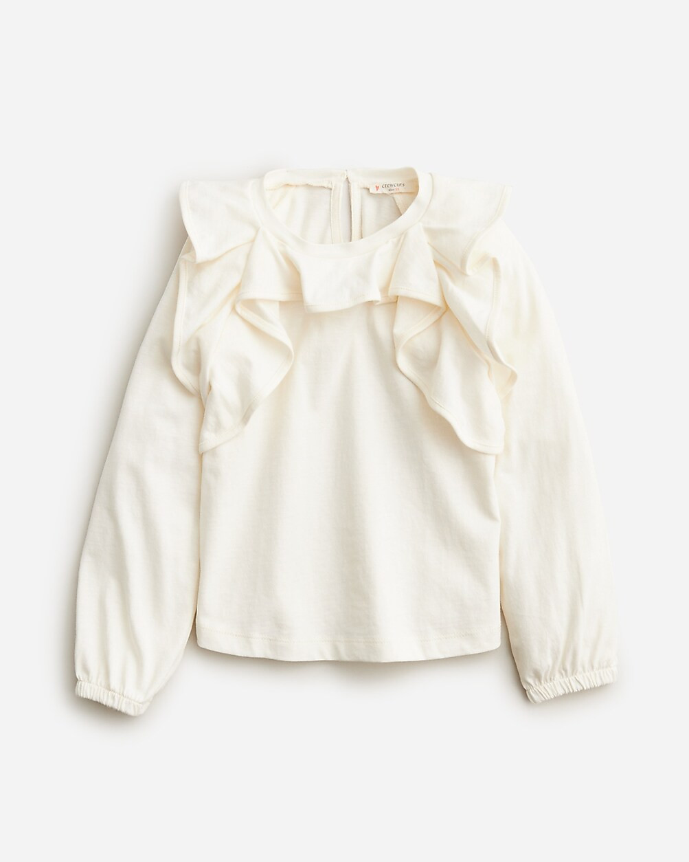Girls' long-sleeve ruffle top in broken-in-jersey | J. Crew US
