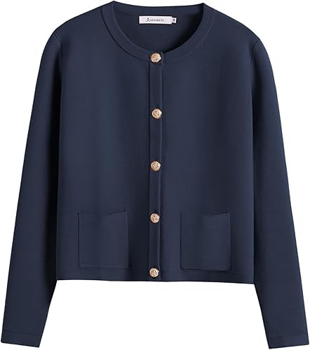 ANRABESS Women Striped Cardigan Sweaters Button Down Cropped Knit Lady Jackets Coat 2025 Fall Out... | Amazon (US)