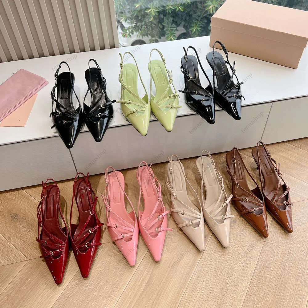 Luxury Designer Calf Patent Leather Slingback Pumps With Metal Key Overall Buckles And Embellishe... | DHGate