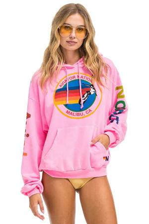 AVIATOR NATION MALIBU RELAXED PULLOVER HOODIE - NEON PINK | Aviator Nation
