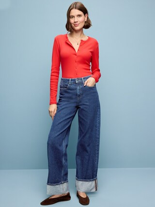Extra High-Waisted Cuffed Wide-Leg Jeans | Old Navy (US)