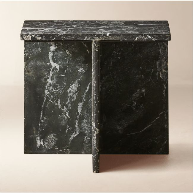 T Black Marble Short Side Table | CB2