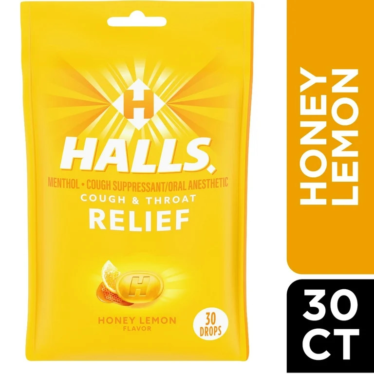 HALLS Relief Honey Lemon Cough Drops, 30 Drops | Walmart (US)