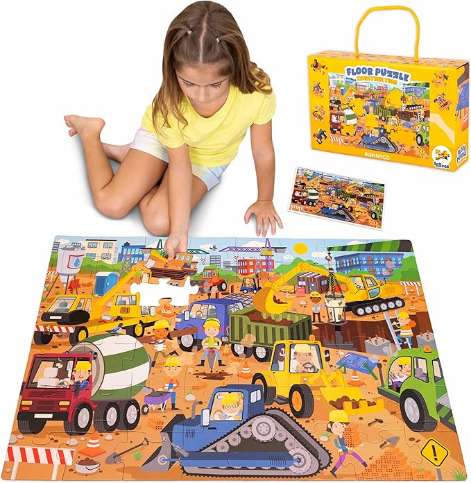 BONNYCO Giant Floor Puzzles for Kids of Construction Site with 48 Large Pieces. Jumbo Puzzle 36.2... | Amazon (US)