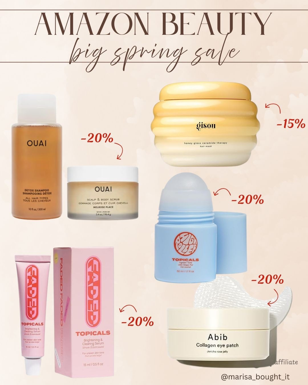 The Amazon Big Spring Sale is finally here, and I am restocking all my holy grail beauty favorites! ✨ 

From the iconic Gisou hair mask to my go-to Topicals serums, these deals are too good to pass up. Whether you’re looking to refresh your skincare routine or upgrade your hair care game, now is the perfect time to grab these essentials while they’re on sale. 🧴🌸

#AmazonBeauty #SpringSale #SkincareRoutine #BeautyDeals #AmazonFinds #GlowUp

#LTKSaleAlert #LTKselfcare #LTKBeauty