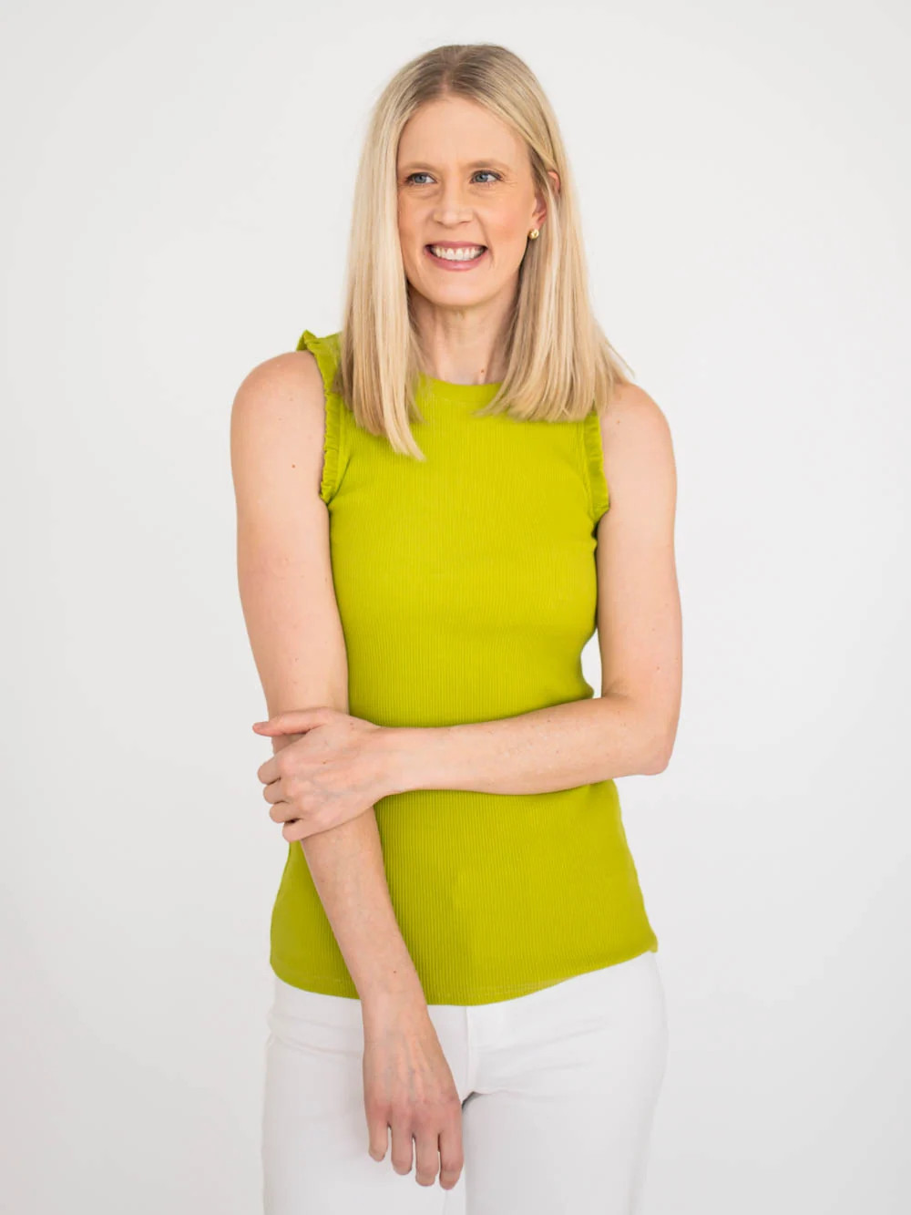 Chloe Ruffle Tall Tank - Chartreuse | Amalli Talli