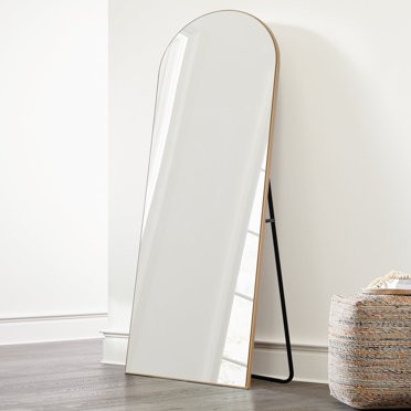 BEAUTYPEAK 64"x21" Full Length Mirror Arched Floor Mirror Full Body Mirror Standing, Gold - Walma... | Walmart (US)