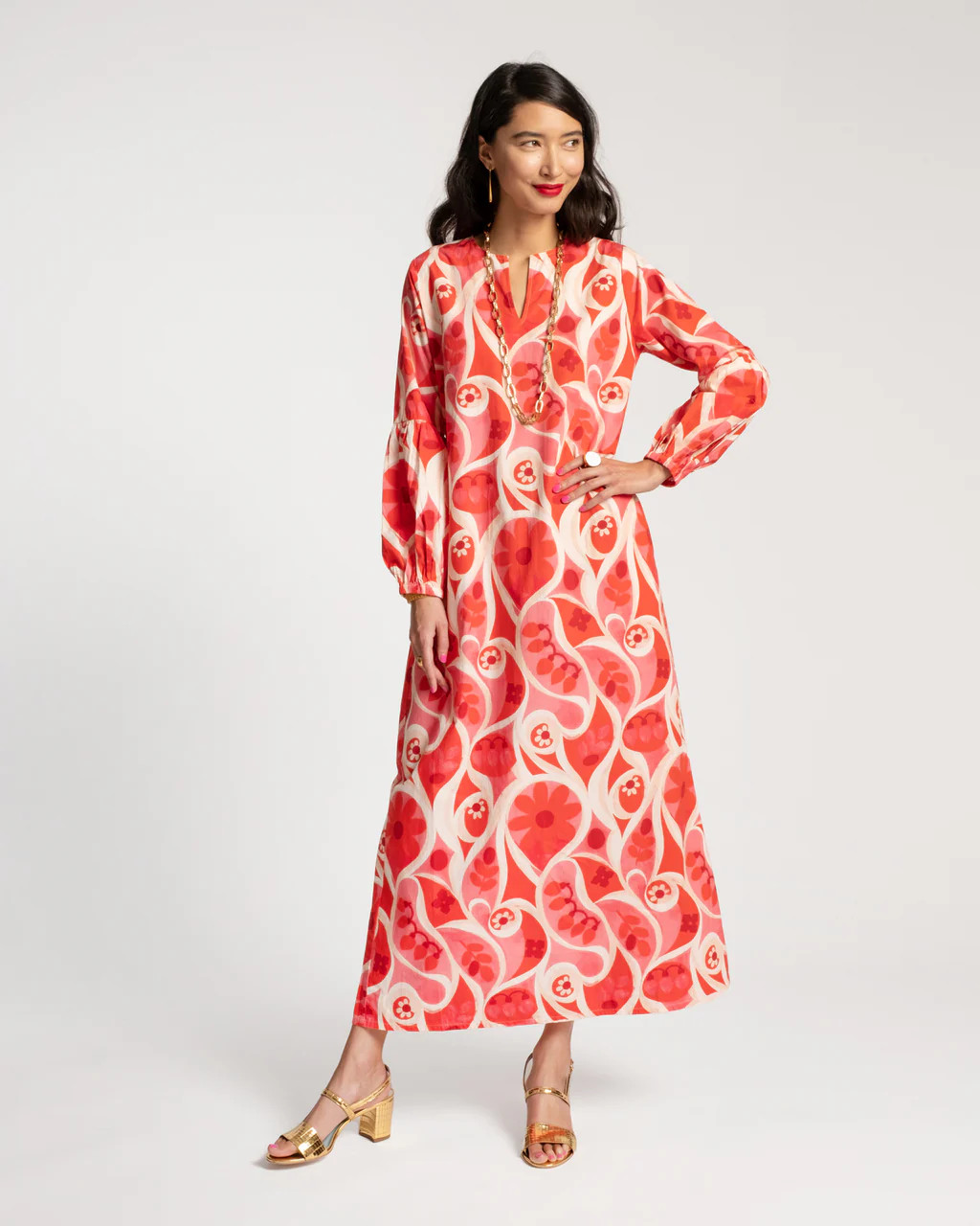 Olive Caftan Holidays Pink Multi | Frances Valentine