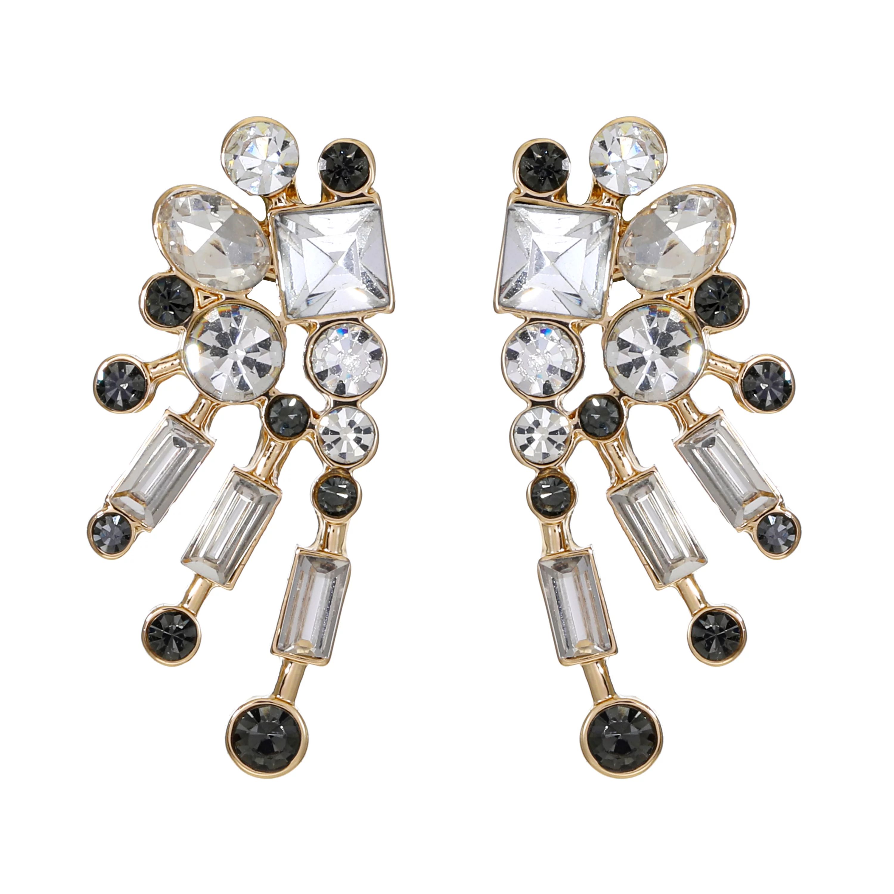 Seren Jewelry Women's Crystal and Black Gem Earrings | Walmart (US)