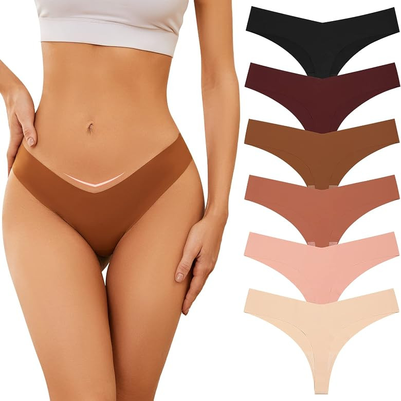 Adorel String sans Couture Tanga Culotte Invisible Taille Basse Femme Lot de 6 | Amazon (FR)