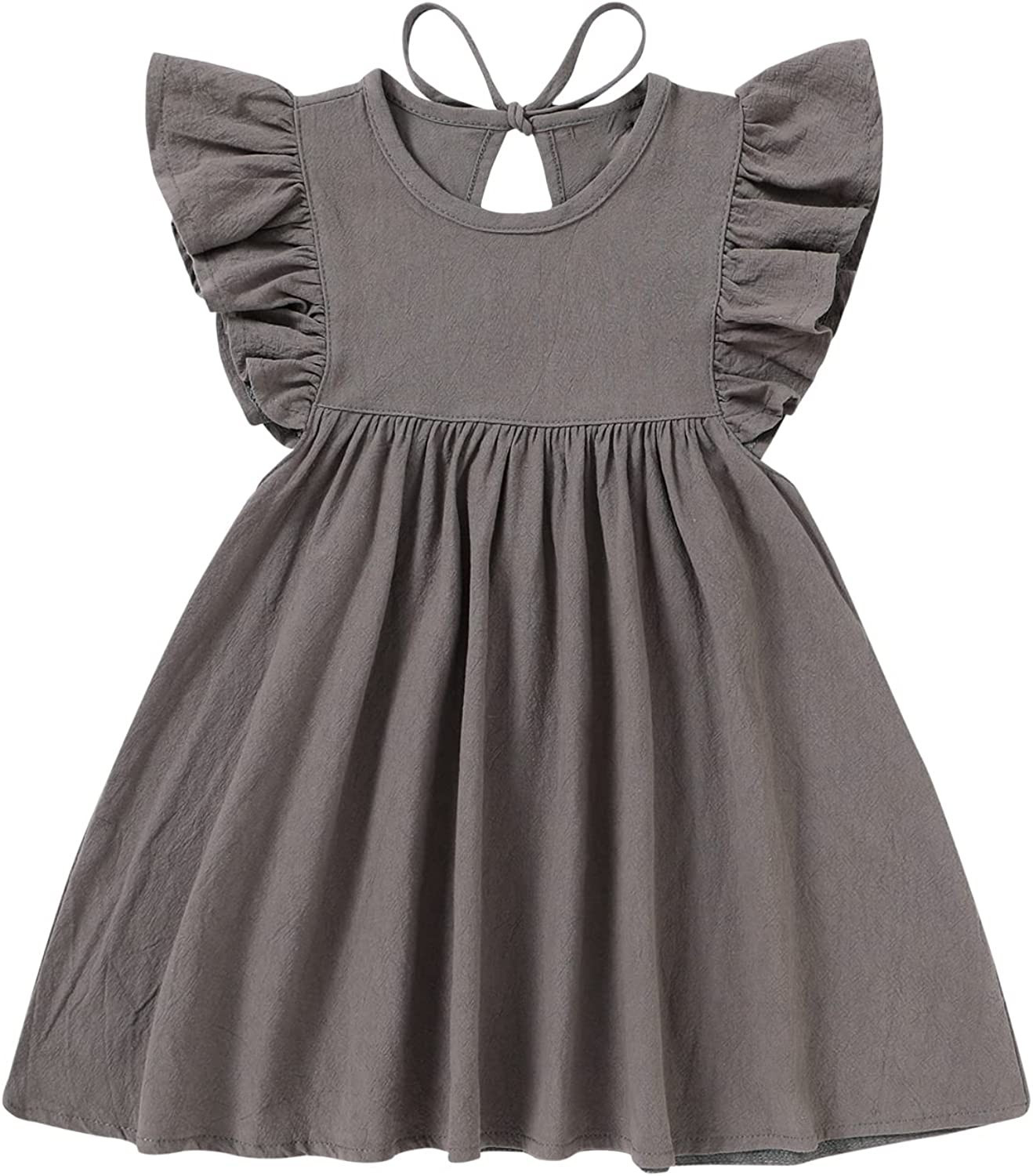 Toddler Baby Girl Dress Summer Cotton Linen Ruffle Halter Sleeveless Kids Casual Beach Party Dres... | Amazon (US)