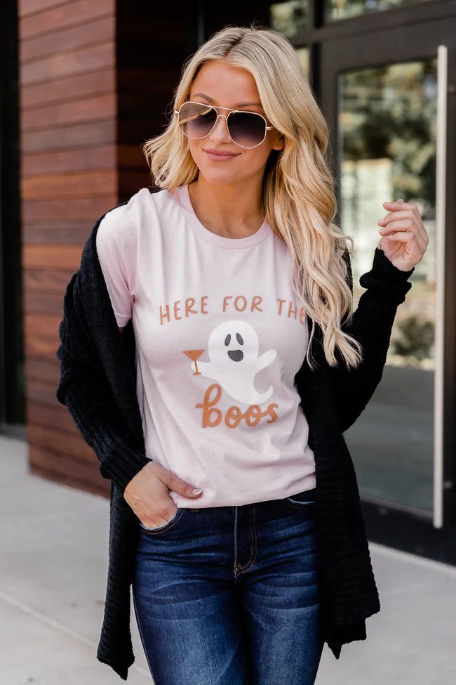 Here For The Boos Ghost Graphic Tee Pink | The Pink Lily Boutique