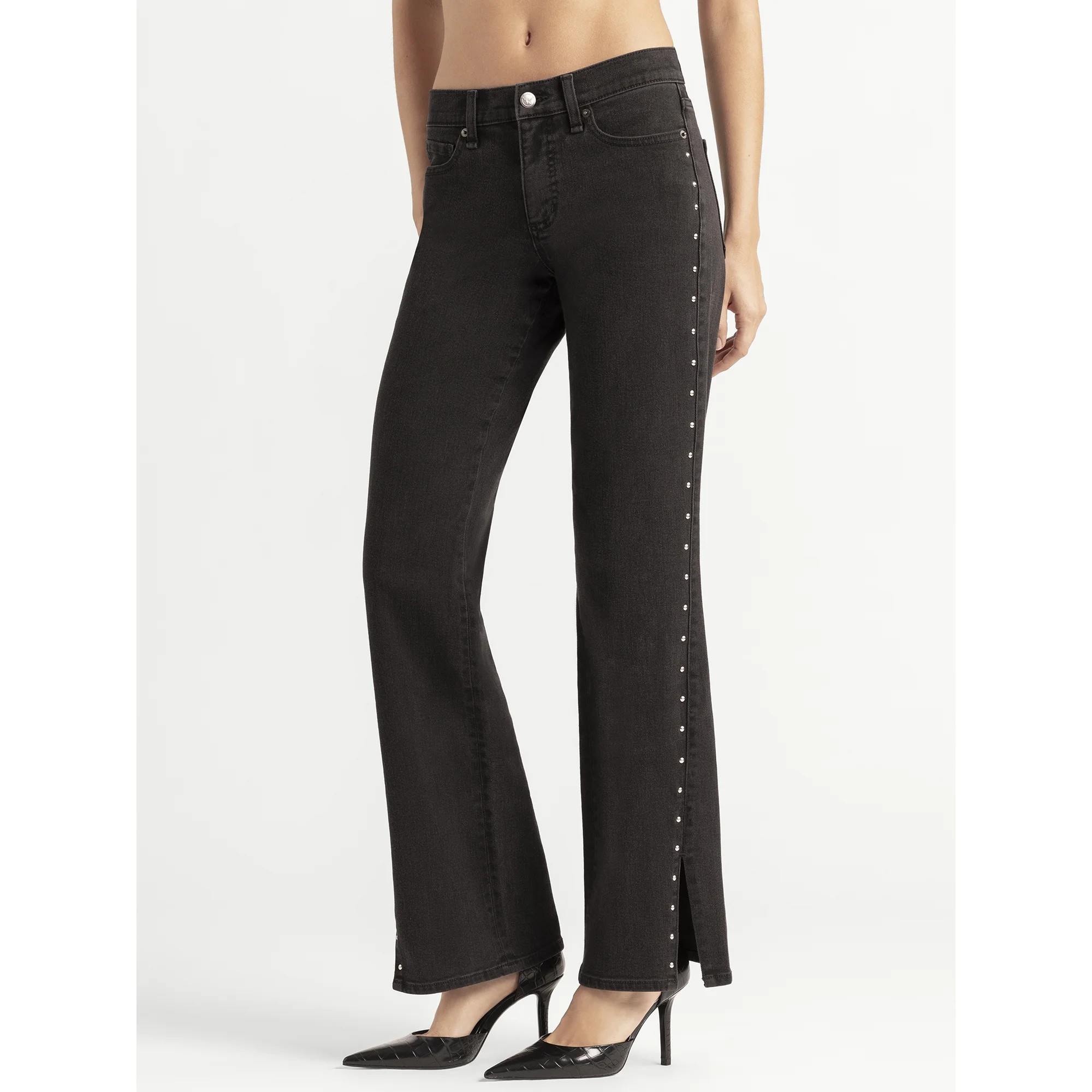 Jessica Simpson Women's Rosa Studded Relaxed Straight Leg Jeans, 31.5” Inseam, Sizes 2-16 | Walmart (US)