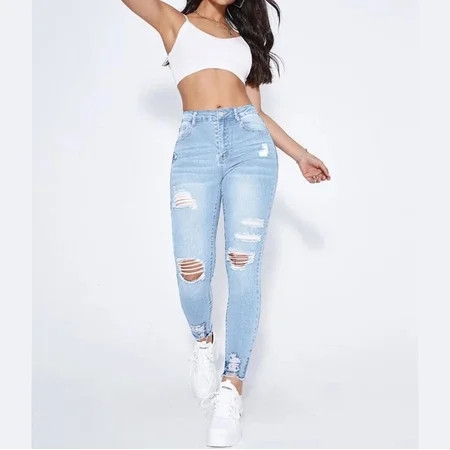 XCYIXU Stylish Denim High-Waisted Distressed Skinny Jeans Your Perfect Fit | Walmart (US)