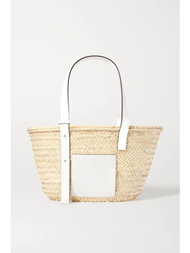 Loewe - Medium Leather-trimmed Woven Raffia Tote - White | NET-A-PORTER (US)
