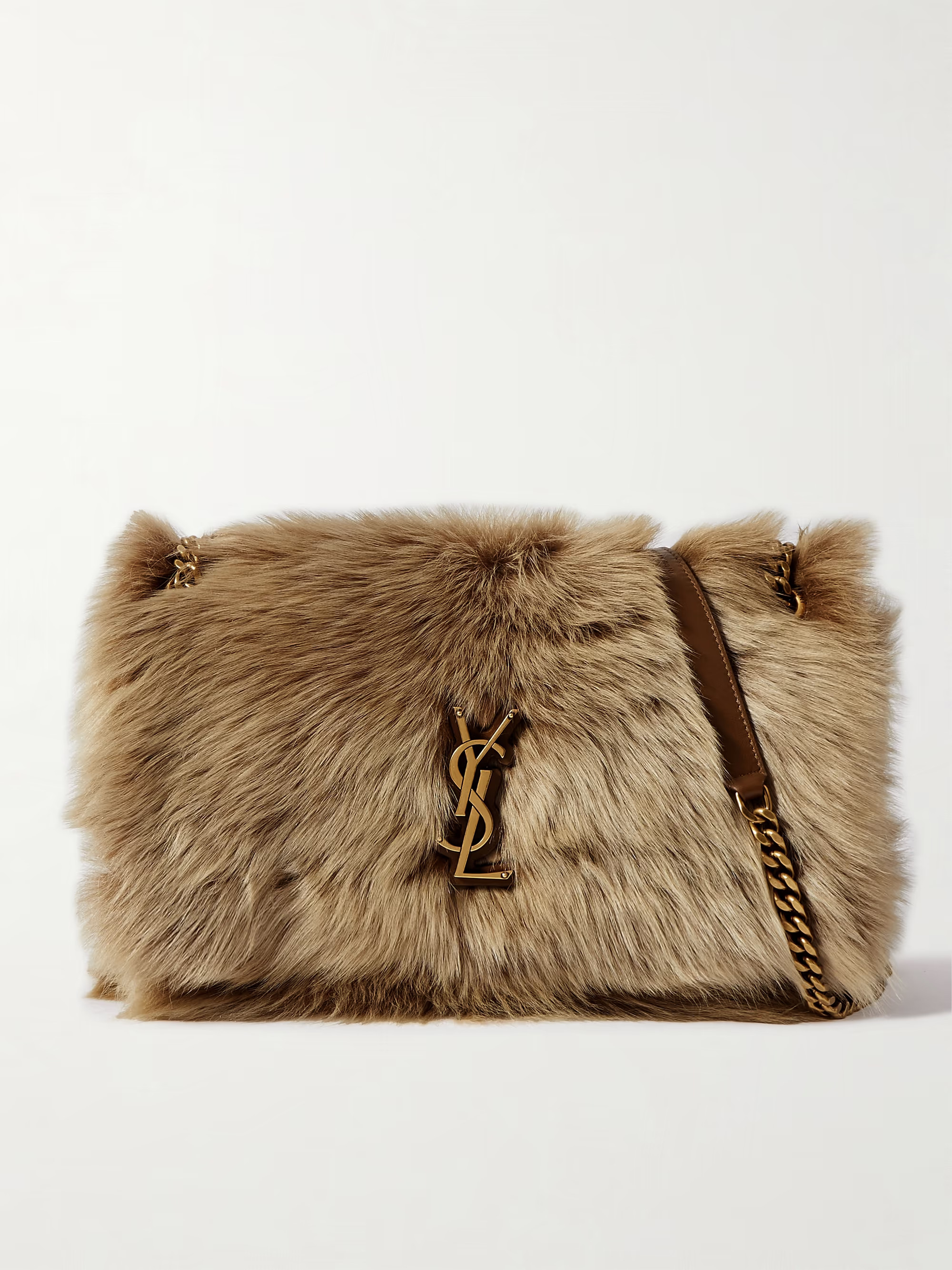 Niki large leather-trimmed shearling shoulder bag | NET-A-PORTER (UK & EU)