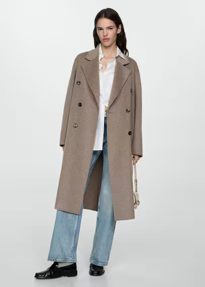 Handmade oversized wool coat medium brown - Woman - M - MANGO | MANGO (UK)