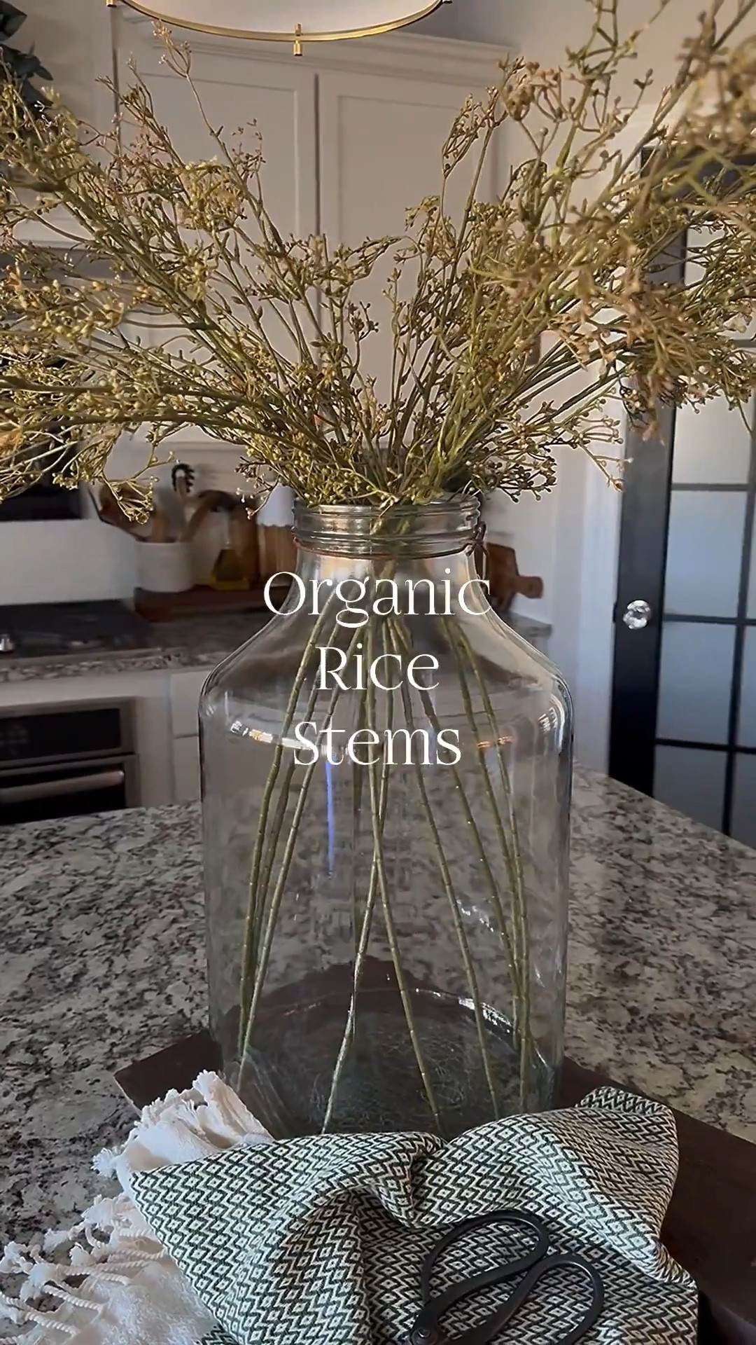 These rice stems are very airy and perfect for a winter styling. They come in a bundle of 3 for $6.47. I used 4 bundles.

I’m not able to link my vintage jar but I’ve found and linked several other options.

Rice stems, vintage glass jars, blouse, Turkish towels, scissors, vintage bread board





#LTKstorytime #LTKHome #LTKSeasonal