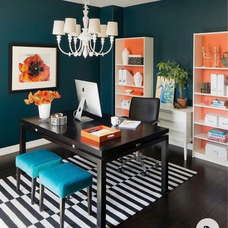 Office redesign inspiration for orange and blue tones  

#LTKhome #LTKunder100 #LTKSeasonal