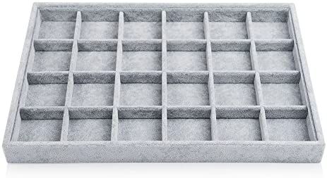 Oirlv 24 Grid Ice Velvet Jewelry Drawer Organizer Tray Stackable Jewelry Trays Removable Dividers... | Amazon (US)