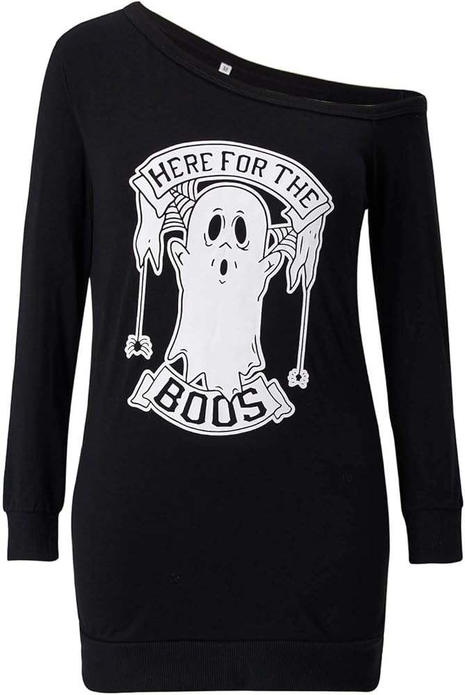 Loveternal Women Christmas Halloween Sexy One Off Shoulder Casual Dress T-Shirt Dress Top | Amazon (US)