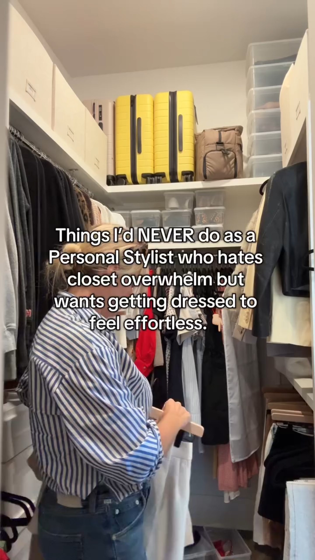 Things I’d NEVER do as a Personal Stylist who hates closet overwhelm but wants getting dressed to feel effortless 👇 

1️⃣ Never keep pieces that don’t serve a purpose. If it doesn’t fit, flatter, or function for your life — it’s just taking up space. 

2️⃣ Never chase trends without intention. The goal isn’t more clothes, it’s the right clothes that make your mornings easier. 

3️⃣ Never underestimate outfit formulas. A handful of go-to combos will do more for your wardrobe than another random shopping trip. 

Because effortless style isn’t about having more — it’s about having clarity. And that’s exactly what we help our clients create. 

✨ Ready to simplify your mornings and love your closet again? 

Book a Closet Audit or Styling Session through the link in bio — and let’s take the overwhelm out of getting dressed. 

#effortlessstyle #personalstylist #closetcleanout