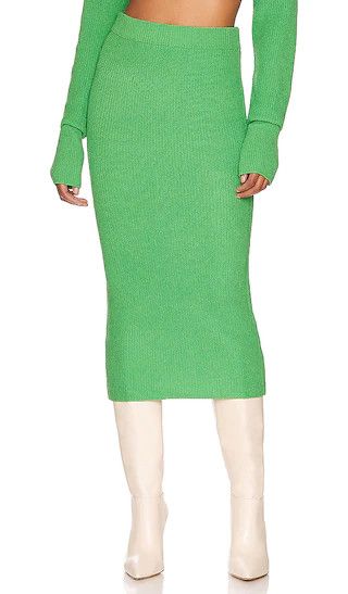 Maple Knit Midi Skirt in Green | Revolve Clothing (Global)