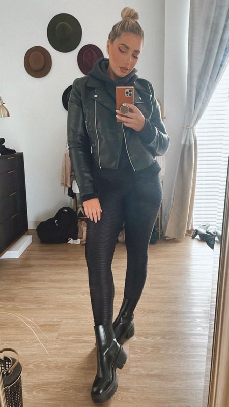 OOTD- all black! Booty by Brabants Leggings, Moto boots, faux leather jacket! 

#LTKstyletip #LTKfit #LTKshoecrush