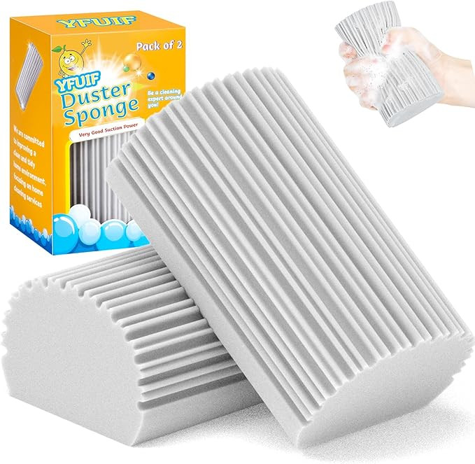 2-Pack Damp Clean Duster Sponge, Magic Sponge Eraser Baseboard Cleaner Tool, Dusters for Cleaning... | Amazon (US)