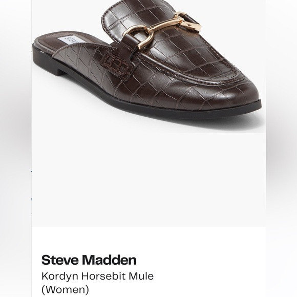 Steve Madden Dark Brown Croc-Embossed Mule with Gold Accent | Poshmark