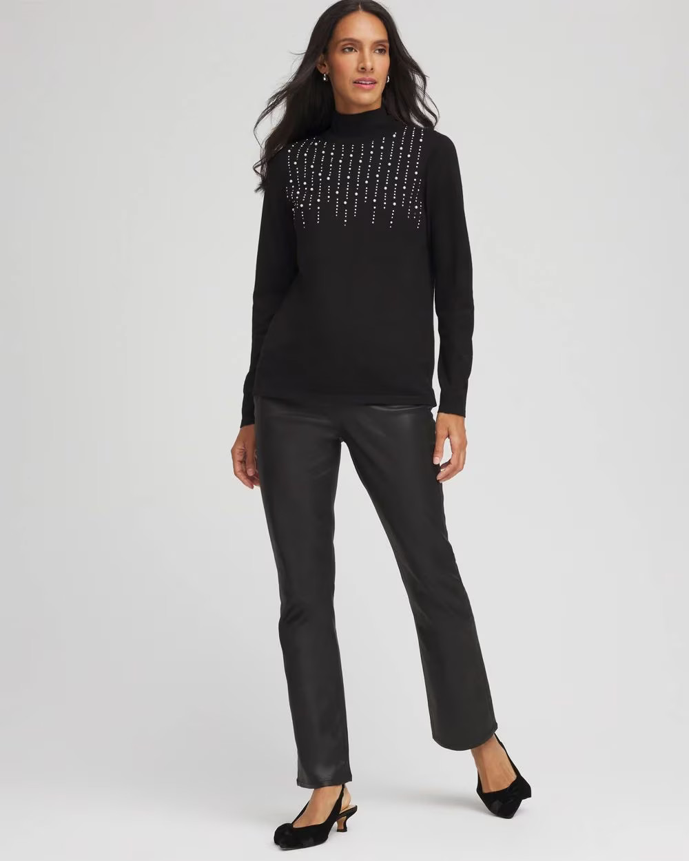 Ella Embellished Mockneck Sweater | Chico's