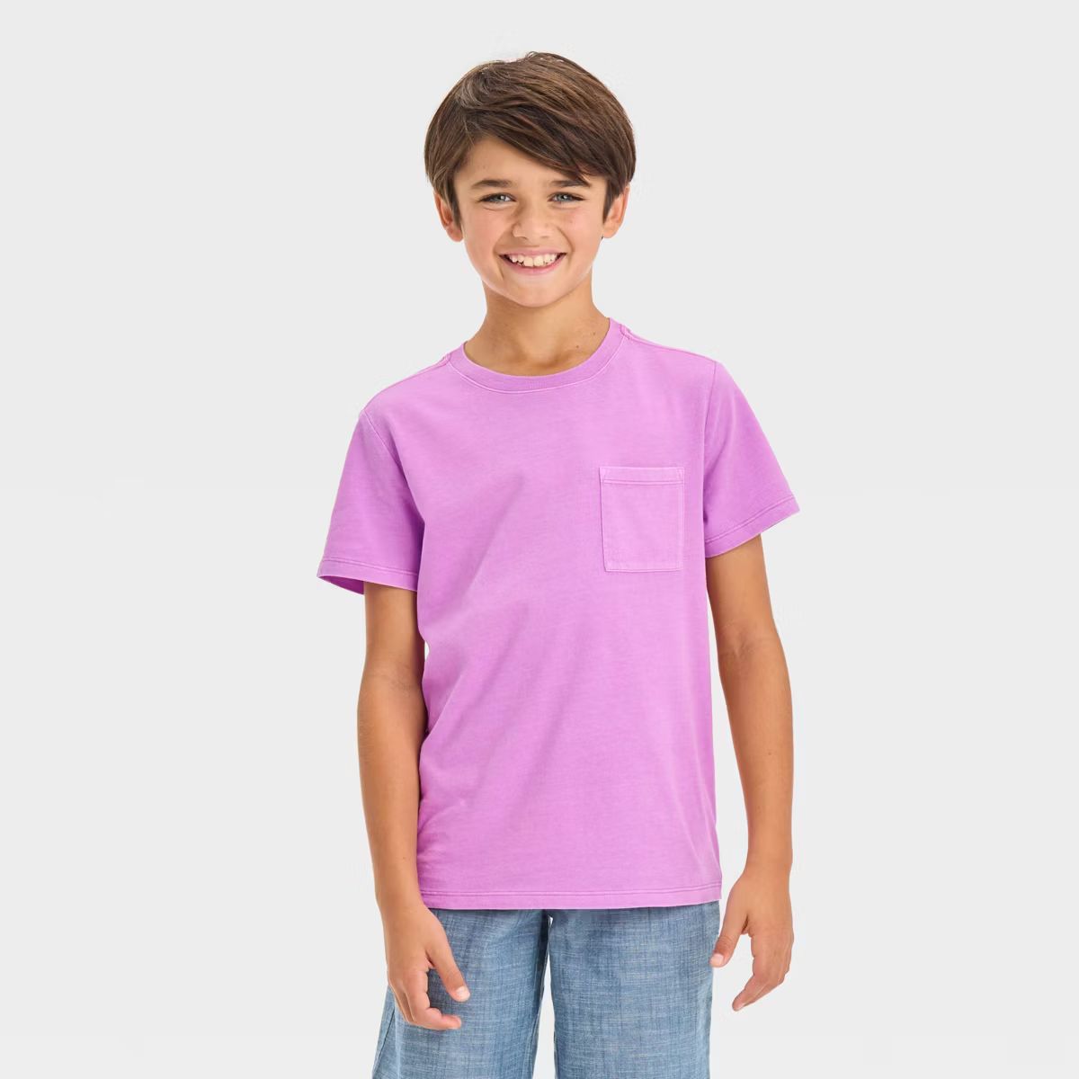 Boys' Short Sleeve Washed T-Shirt - Cat & Jack™ Purple S | Target