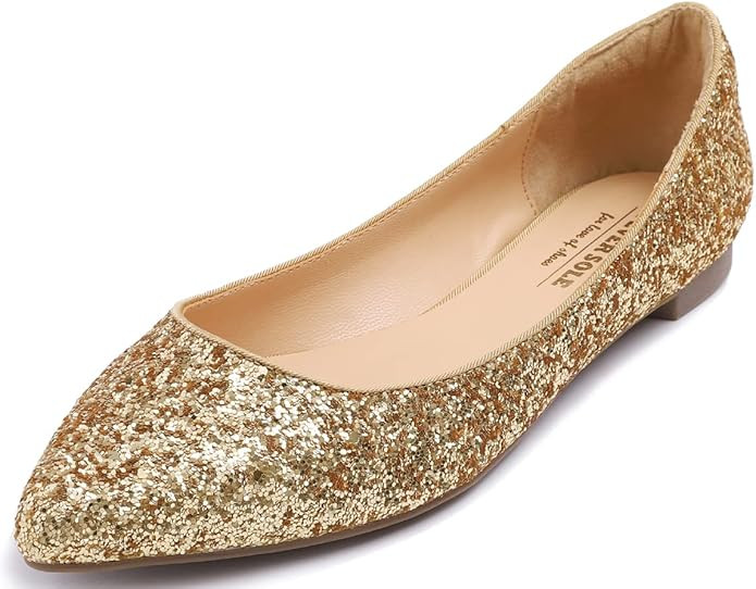 FEVERSOLE Women's Macaroon Colorful Memory Foam Cushion Insock Patent Ballet Flat | Amazon (US)