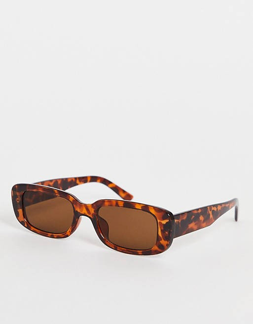 Monki – Rechteckige Sonnenbrille in brauner Schildpatt-Optik | ASOS (Global)
