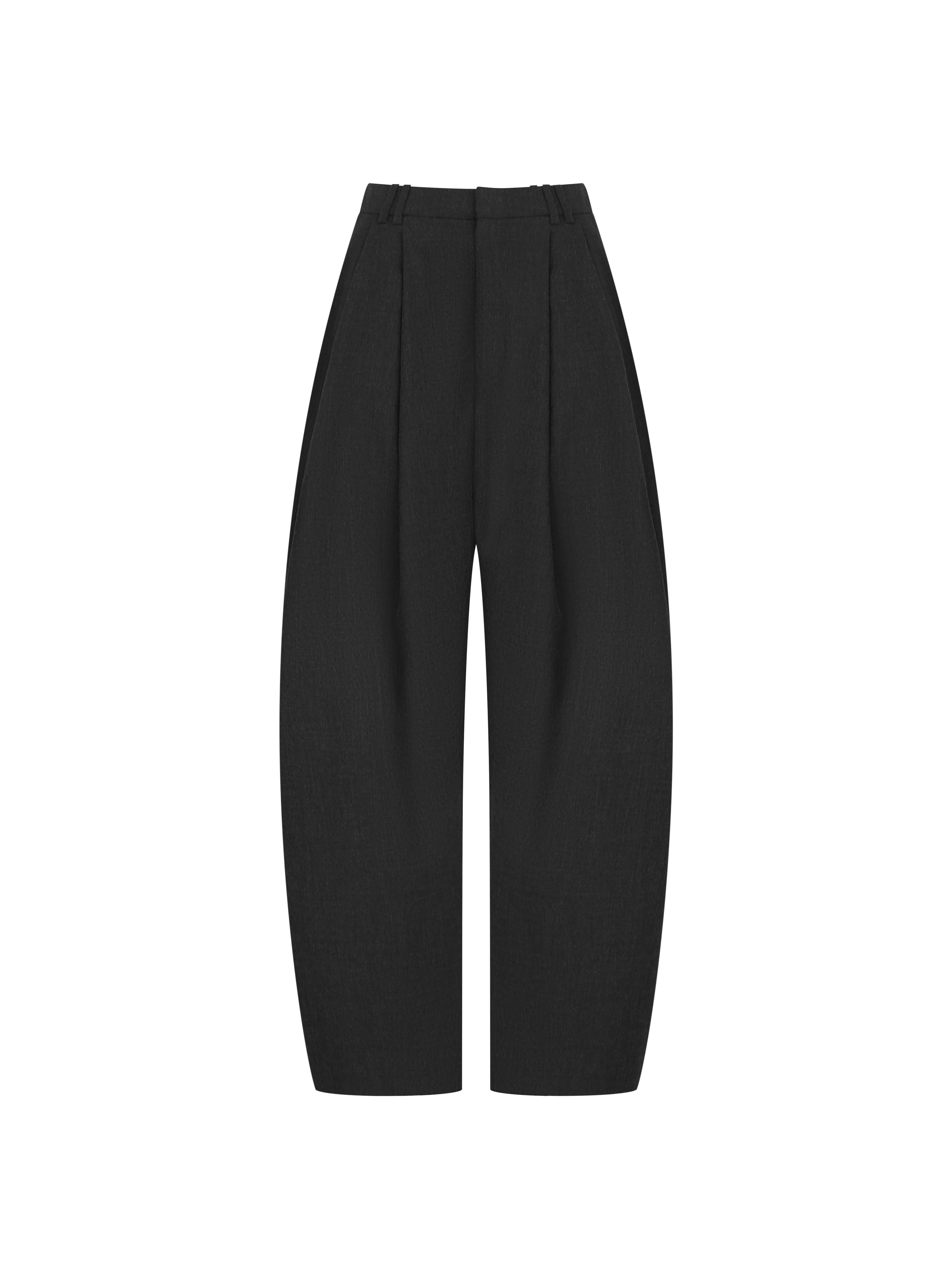 Pleated Wide Leg Trousers - Dark Grey | Maebe