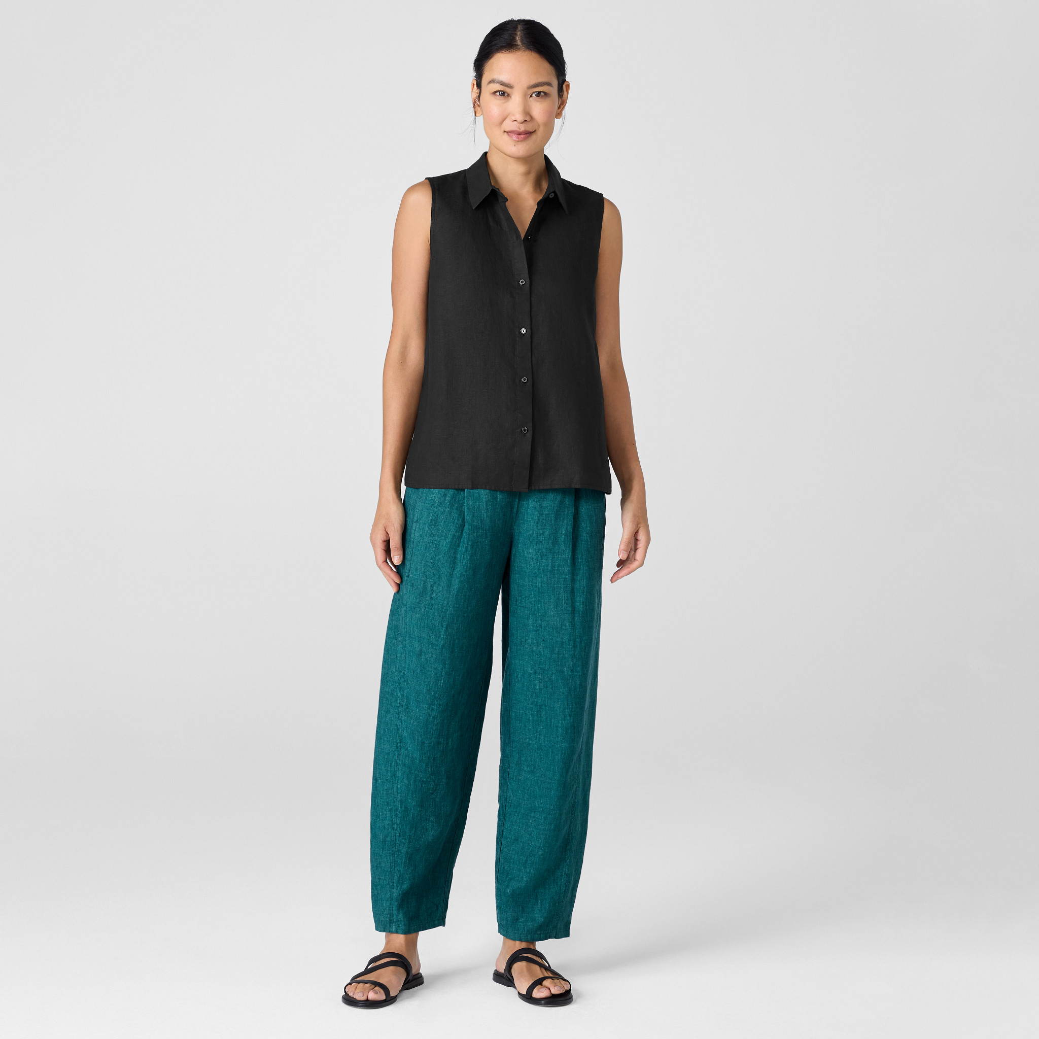 Organic Handkerchief Linen Sleeveless Shirt | Eileen Fisher
