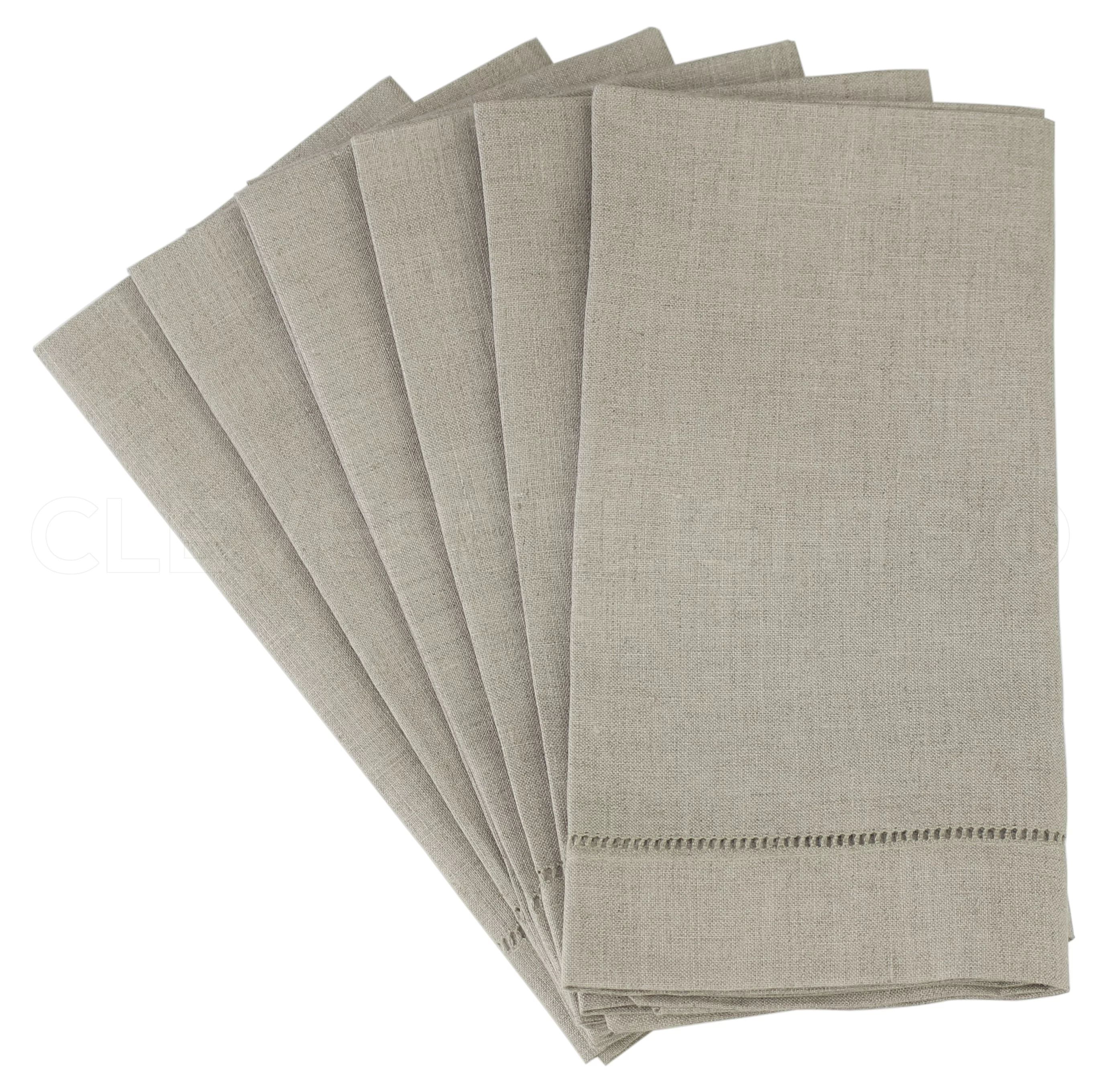CleverDelights 20" Linen Hemstitch Dinner Napkins - Natural Color - 6 Pack - 100% Linen Cloth Nap... | Walmart (US)