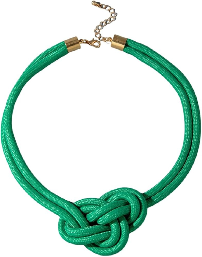 Chunky Minimalist Knot Choker Necklace for Women Adjustable Woven Rope Design Bold Statement Fash... | Amazon (US)