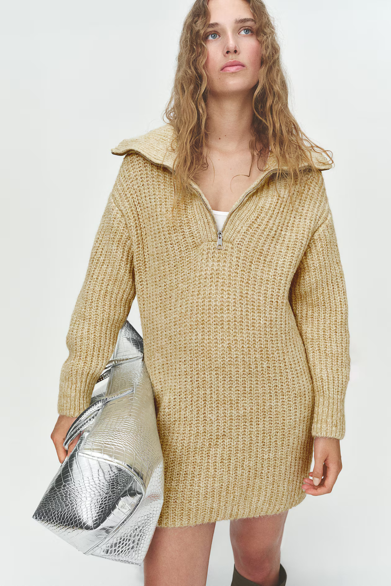 1/4-Zip Rib-Knit Dress | H&M (US + CA)