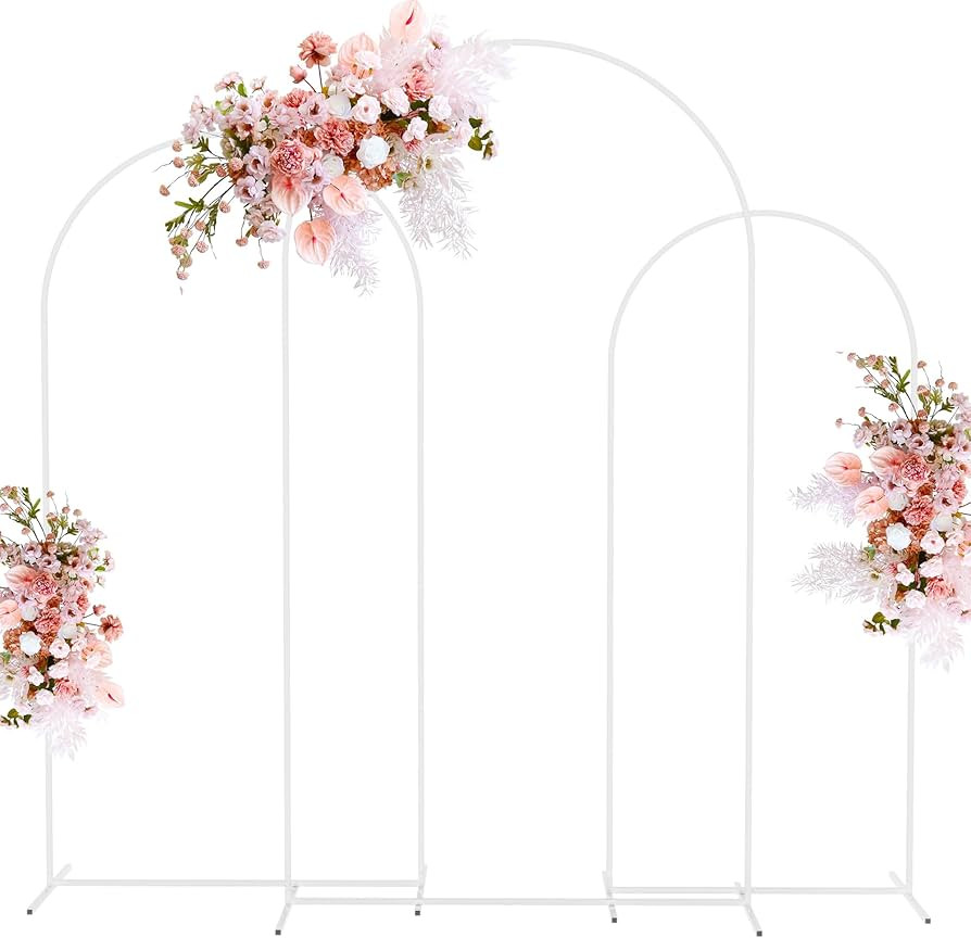 Metal Arch Stand White Wedding Chiara Backdrop Stand Set of 3 (7.2FT,6.6FT,6FT) Square Arched Fra... | Amazon (US)
