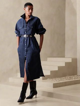 Utility Denim Midi Shirtdress | Banana Republic Factory