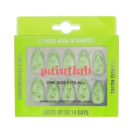PaintLab Short Almond Press On False Nails, Holy Guacamole, Green, 30 Count | Walmart (US)