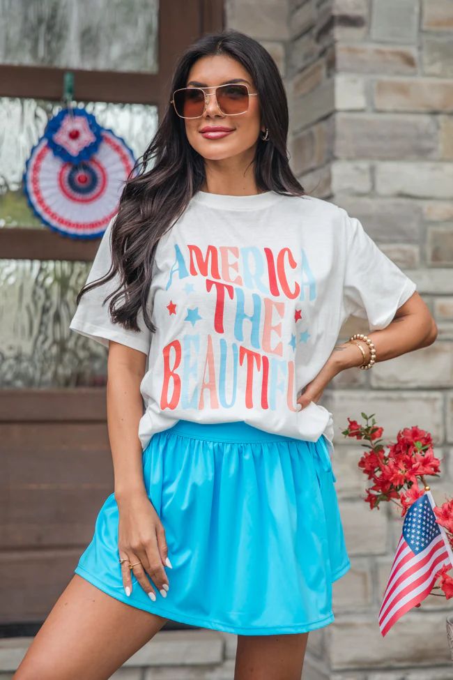 America The Beautiful White Oversized Graphic Tee DOORBUSTER | Pink Lily