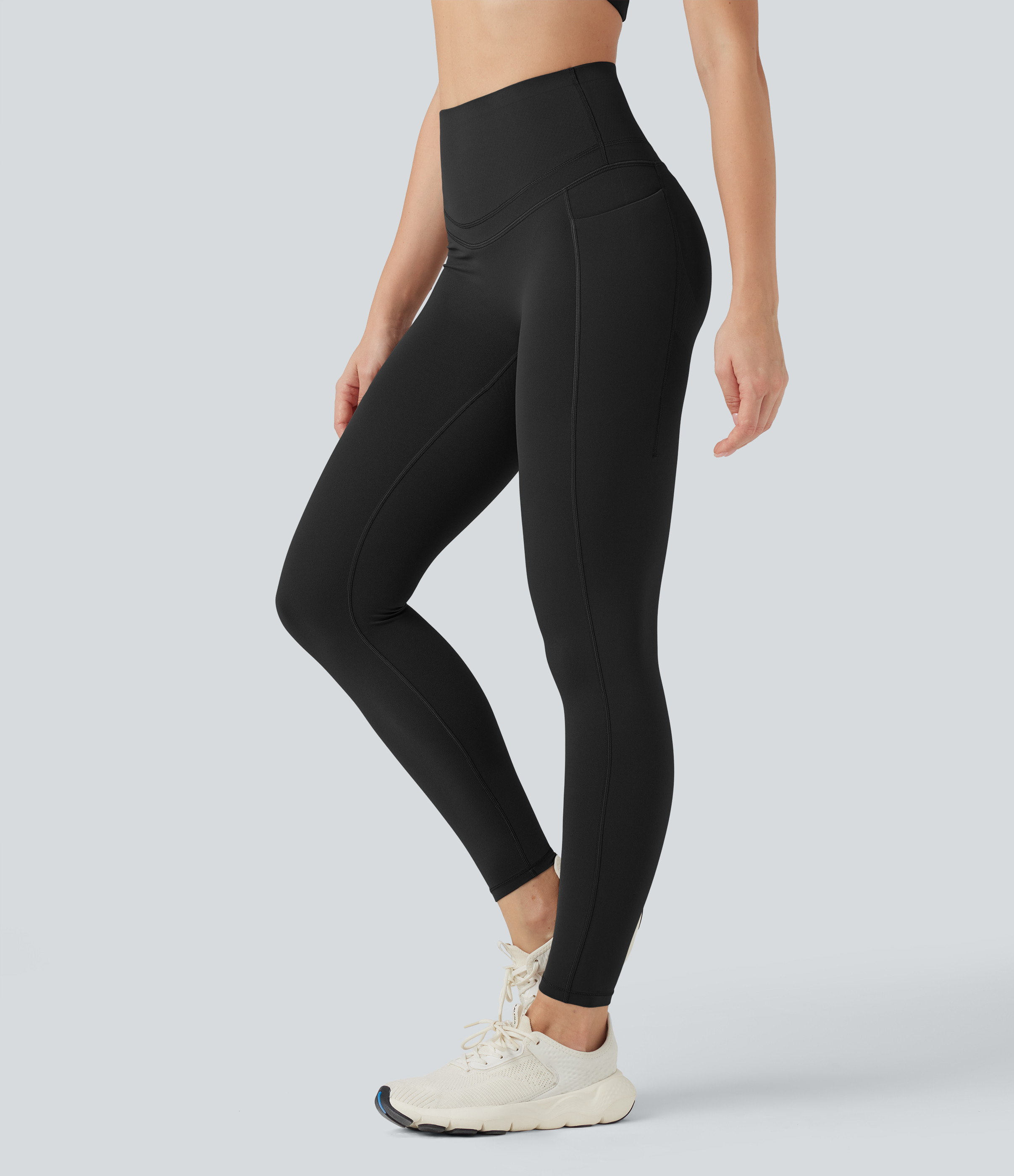 Halara Halara UltraSculpt™ SoCinched High Waisted Butt Lifting Tummy Control Shaping Training Leggings with Pockets - Black - XS(7/8) | HALARA
