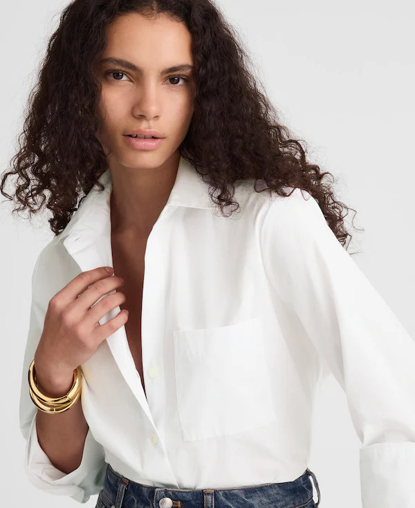 Easy Y-Neck Button-Up Shirt | Madewell