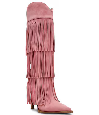 Steve Madden Kinzee Fringe Suede Stiletto Tall Western Boots -  9 | Dillard's
