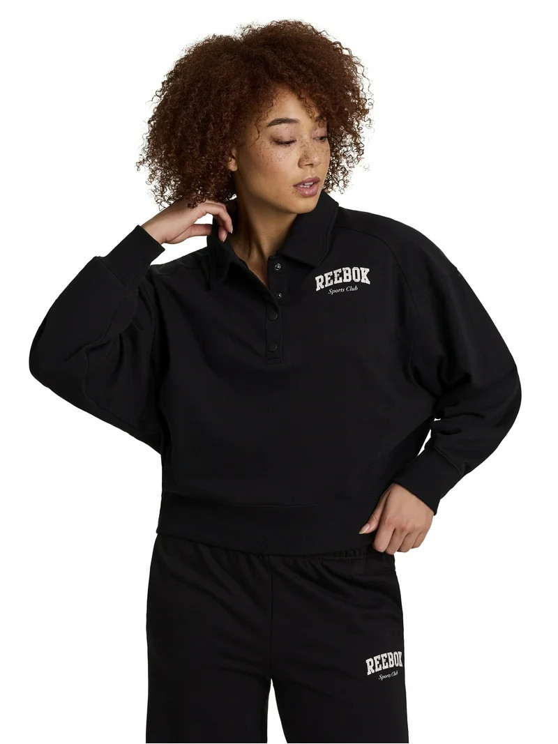 Reebok Women's All Seasons Oversize Polo Sweatshirt, Sizes XS–4X | Walmart (US)