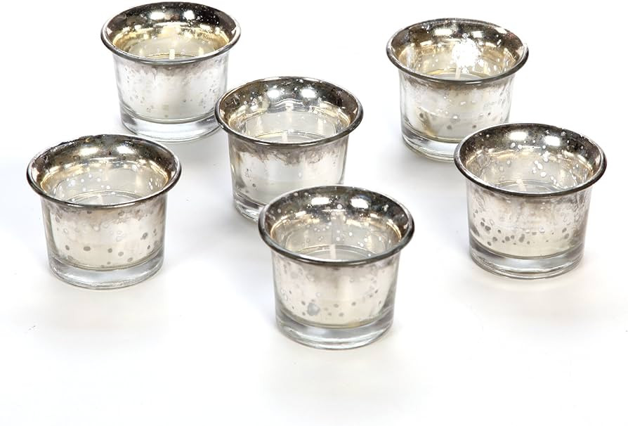 Hosley Set of 6 Metallic/Antique Finish Glass Candle Tealight Holders. Ideal Gift for Wedding Bri... | Amazon (US)