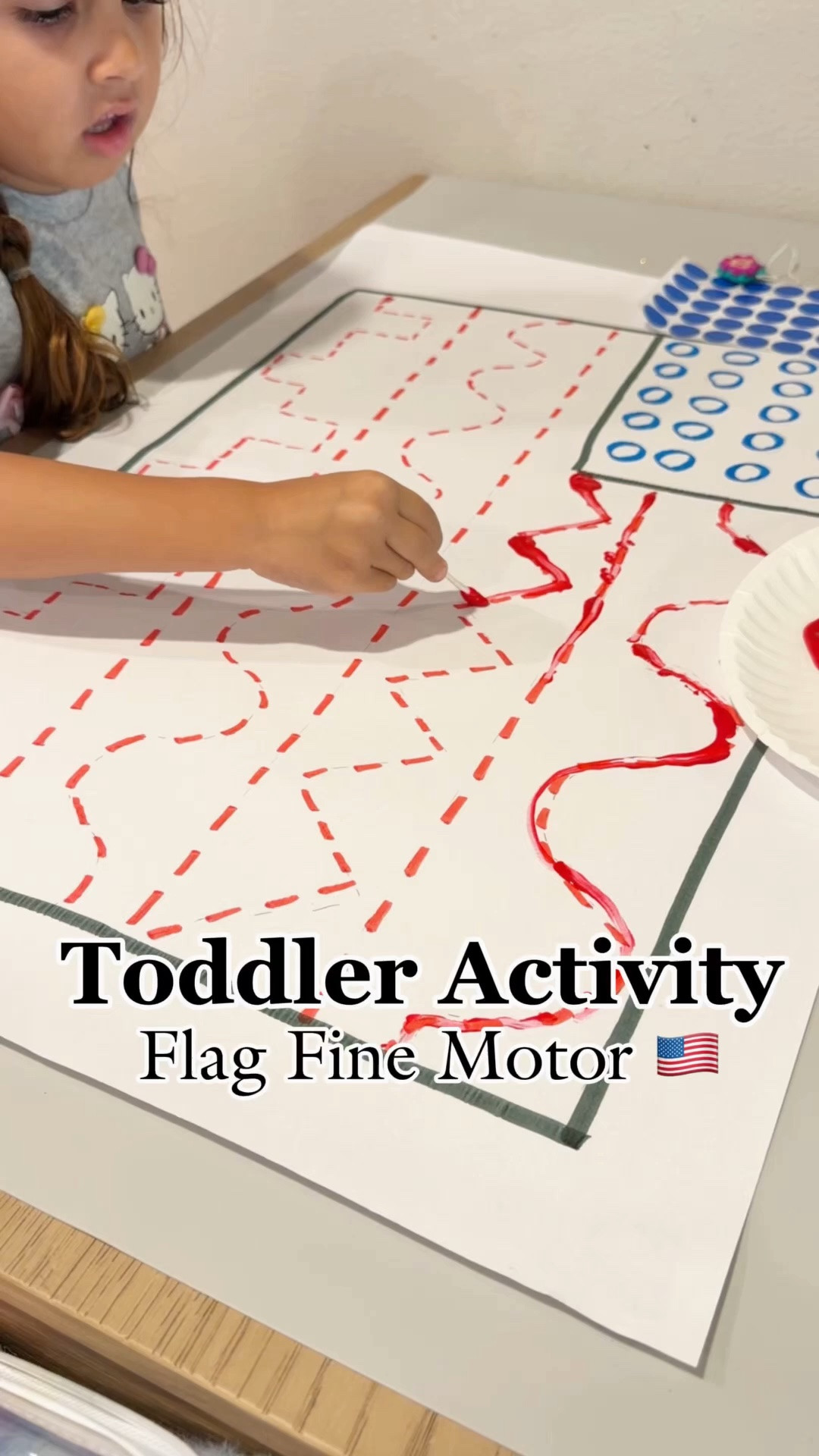 🇺🇸 COMMENT FLAG and I’ll send you everything I used for this easy toddler activity! ❤️🤍💙

Looking for a simple Fourth of July activity for toddlers and preschoolers? This patriotic craft was a fun way to practice fine motor skills, hand-eye coordination, and pre-writing skills while creating an American flag! ⭐

✨ Activity highlights:
• Place blue dot stickers on the stars
• Trace wavy, straight, and zigzag lines with a Q-tip and red paint
• Practice fine motor skills and pencil grip
• Explore different line patterns and early writing skills
• Perfect for toddlers, preschoolers, and pre-K kids

I love activities that are easy to set up but still help build important skills while keeping little hands busy! 🙌

Save this for your summer activities, Fourth of July activities, and toddler craft ideas! 🇺🇸

#LTKmomlife #LTKKids #LTKSeasonal