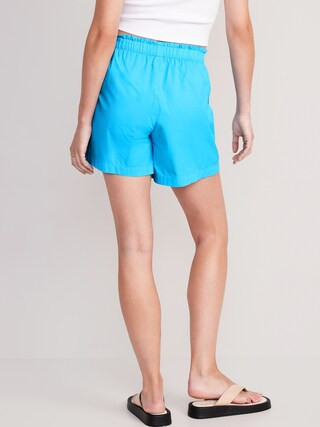 High-Waisted Poplin Pull-On Shorts for Women -- 5-inch inseam | Old Navy (US)